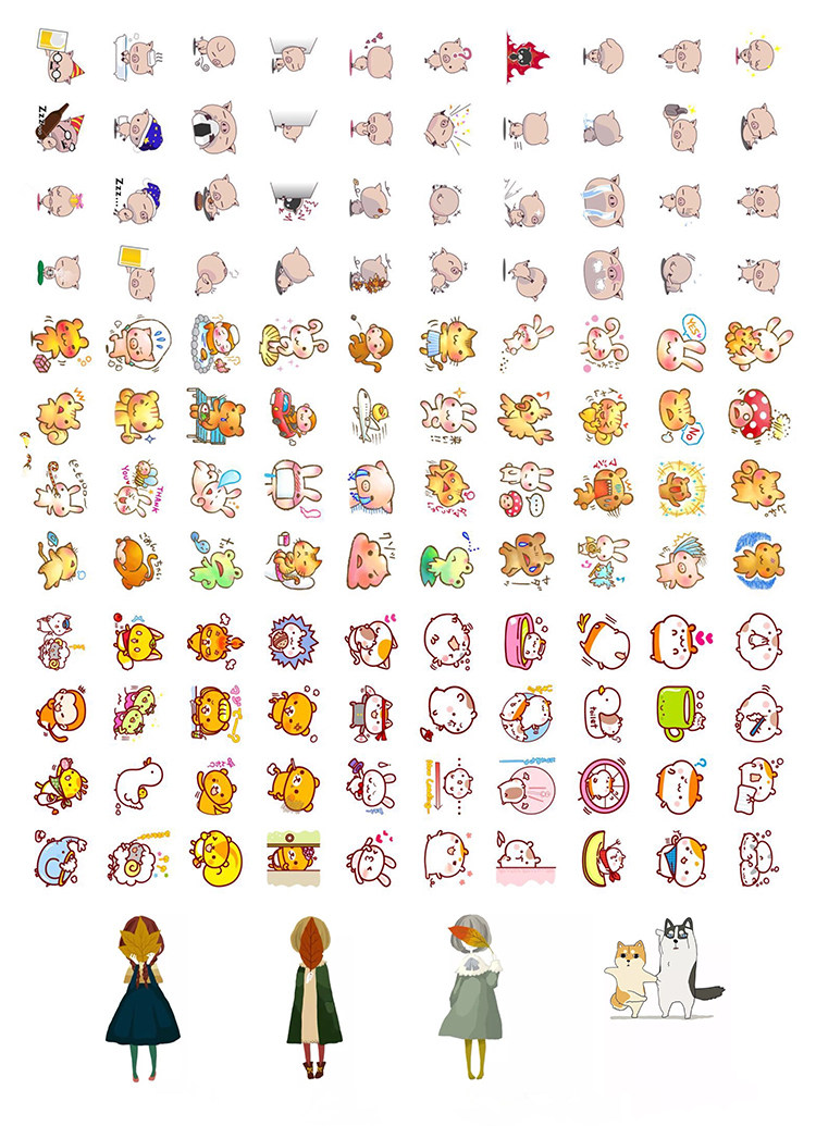 (Uncut) Hand ledger sticker homemade A4 sulphuric acid paper sublight adhesive cartoon cute expression 15