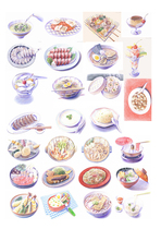 (Uncut) hand account stickers homemade A4 sulfuric acid paper matte self-adhesive gourmet watercolor food 9 9