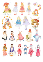 (Uncut) Handbill Sticker Homemade A4 Sulphuric Acid Paper Sub-Light Adhesive Watercolor Girl Soft Girl 15