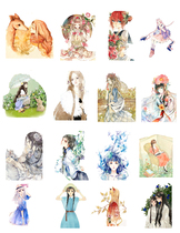 Uncut handbook stickers self-made A4 sulfuric acid paper matte self-adhesive watercolor girl soft girl variety 15