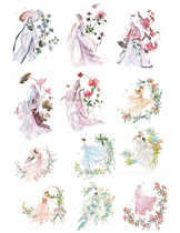 (Uncut) Handbill Sticker Homemade A4 Sulphuric Acid Paper Sub-Light Adhesive Watercolor Girl Soft Girl 15