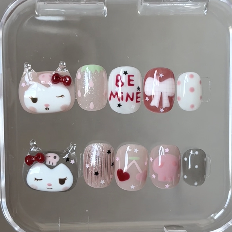 Axiang·Limited Edition Handmade Hand-Painted 3D Cute Japanese Kuromi Wearable Nail Art Stickers Axiang·Limited Edition Handmade Hand-Painted 3D Cute Japanese Kuromi Wearable Nail Art Stickers