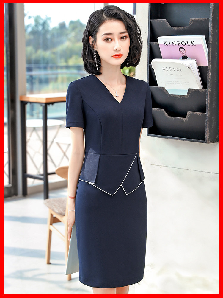 Professional v-neck dress female 2019 summer new OL self-cultivation temperament goddess fan fashion jewelry store overalls