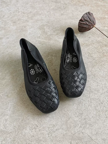 Плетеные кожаные туфли, из натуральной кожи, воловья кожа