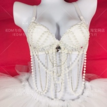 Tassel pearl sling top rave bra luminous bra tutu suit luminous tutu skirt bar performance skirt