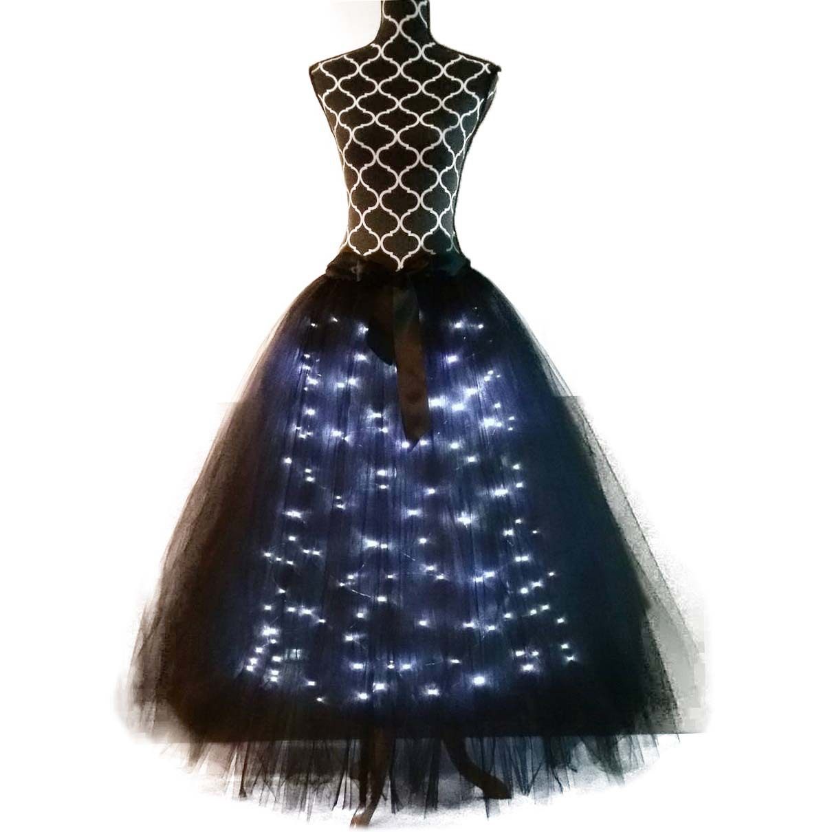 LED adult with light skirt mesh yarn electric festival luminous long skirt led light tutu European and American yarn skirt party long skirt