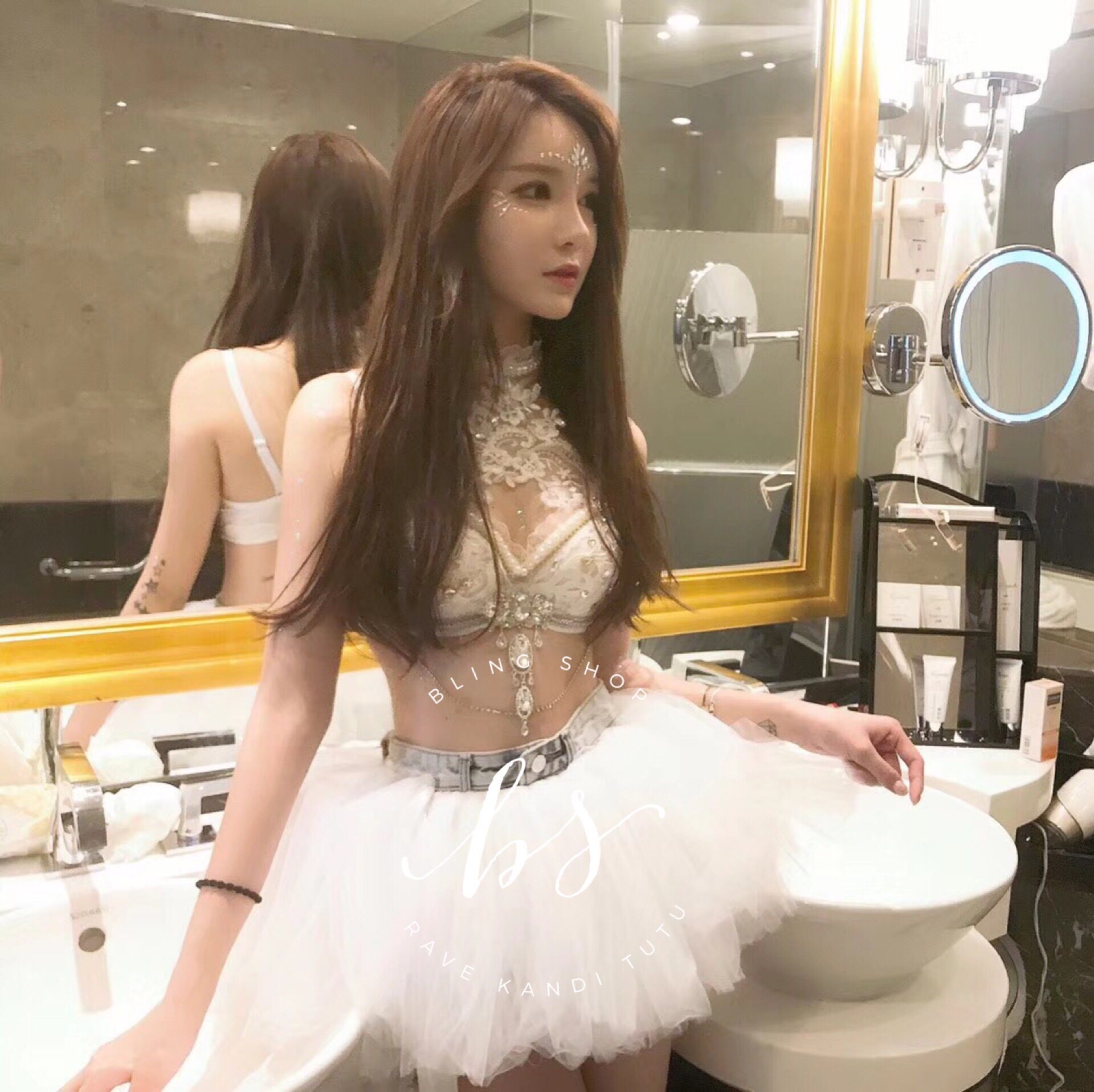 Fairies performed with lace pearl led bra electric syllable edmbra luminous tutu fluffy skirt trampoline suit