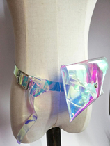 Laser transparent mini trampoline edm electric syllable music festival running bag women belt ins jelly bag crossbody bag