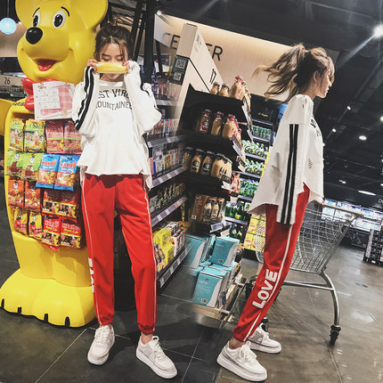 休闲运动裤女学生韩版宽松原宿风hiphop裤子女