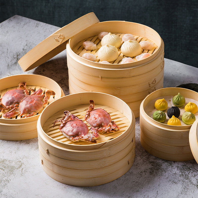 Bamboo-sen home bamboo steamer pure handmade bamboo grate small cage steamed cage to deepen commercial large size bag Steamed Lattice