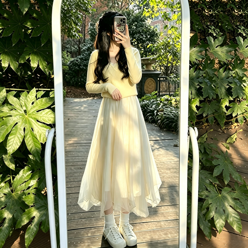 Early Autumn Skirt, Women's Long Skirt, Long Gauze Skirt, Super Fairy-Like Asymmetrical Mesh Skirt, Beautiful Summer Travel Outfit Early Autumn Skirt, Women's Long Skirt, Long Gauze Skirt, Super Fairy-Like Asymmetrical Mesh Skirt, Beautiful Summer Travel Outfit