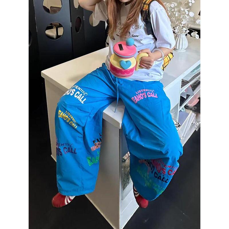 American-Style Cartoon Patchwork Unisex Autumn Embroidered Printed Wide-Leg Straight Pants Trousers American-Style Cartoon Patchwork Unisex Autumn Embroidered Printed Wide-Leg Straight Pants Trousers