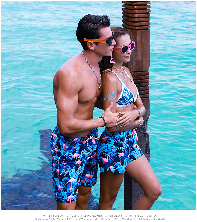 Sanya - quần đi biển đôi in nhanh quần short giản dị với quần lót nữ năm mảnh gợi cảm - Quần bãi biển mua quần hoa đi biển	