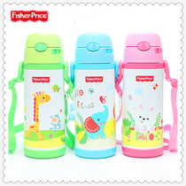 Fisher-Price 8605 Childrens Insulation Straw Cup Baby Leak-proof Strap Learning Drink Cup Primary School Students Stainless Steel Insulation Kettle