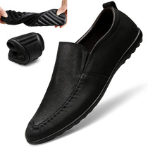 Autumn Breathable Mens Leather Shoes Casual Shoes Genuine Leather Han Edition Handmade Legue-bean Shoes Soft Bottom Soft Face Leather Shoes Man