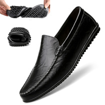 Mens shoes Summer Korean version Breathable Sloth Shoes 2020 New Bean Bean Shoes Men Genuine Leather Soft-bottom Men Casual Leather Shoes