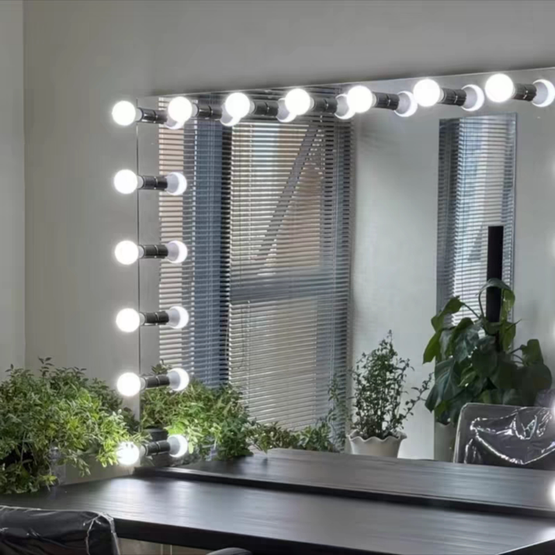 Studio-Specific Led Makeup Mirror with Light, Wall-Mounted or Tabletop, Large Mirror, High-Definition Beauty Dressing Mirror, Square Light Bulb