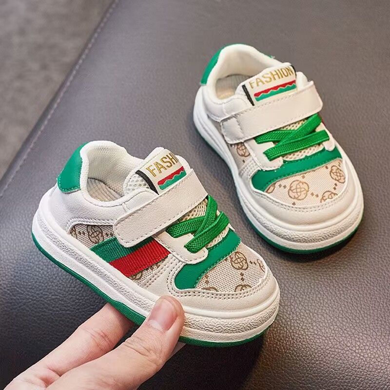 Children's Shoes British Style Color-Blocking Toddler Shoes 1-3 Years Old Boys and Girls Non-Slip Velcro Spring and Autumn Thick-Soled Forrest Gump Shoes