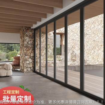 工程门重型加厚隔音双层玻璃防夹手酒店会所铝合金别墅折叠推拉门