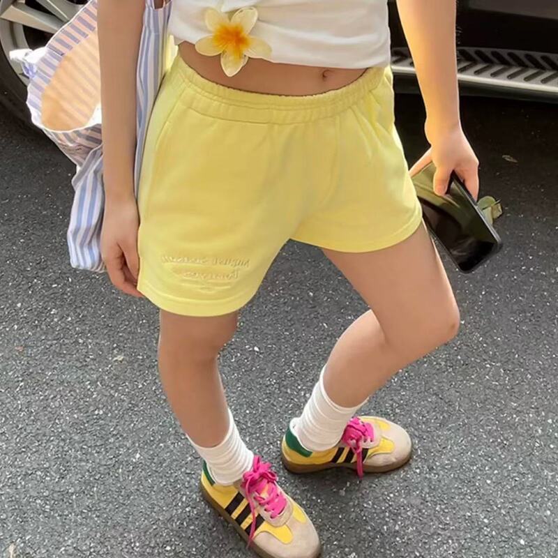 【100% Pure Cotton】 ins Summer Sports American-Style Loose High-Waisted Three-Quarter Pants Elastic Casual Shorts Hot Pants Trendy