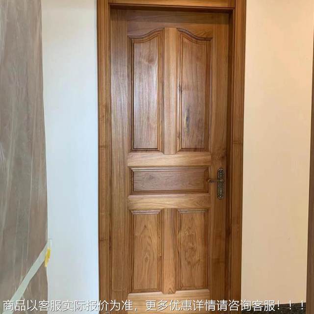 Myanmar teak pure wood door bedroom soundproof interior door pineapple grid solid wood walnut sabili sliding door