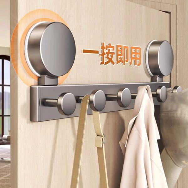 Suction cup door rear hook without punching and strong load-bearing kitchen bathroom sticky hook entry door storage rack clothes rack storage