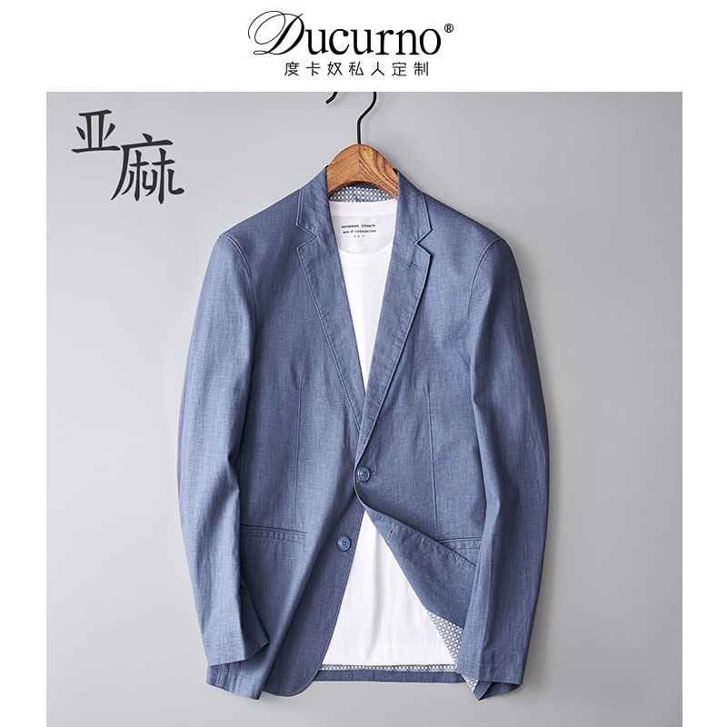 Linen Blazer Men's Summer Thin High-End Business Casual Men's Cotton and Linen Suit Large Size Jacket Trendy