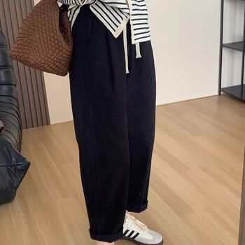 Loose denim versatile casual pants new style t large size wide leg trousers with small feet autumn pear shape slim high waist harem Loose denim versatile casual pants new style t large size wide leg trousers with small feet autumn pear shape slim high waist harem