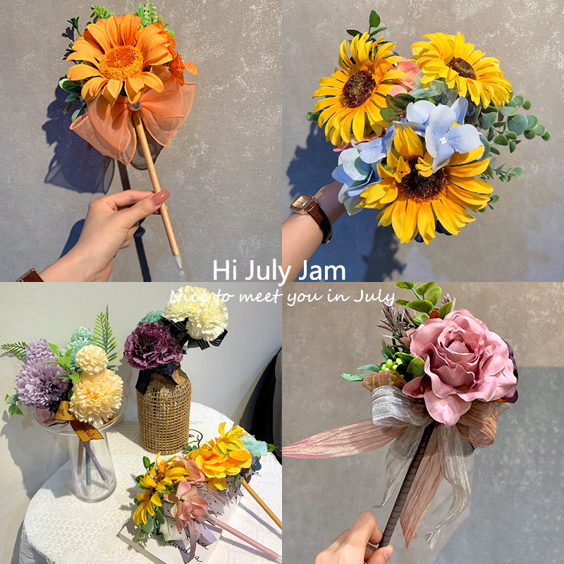 520 Valentine's Day Gifts Korea Flower Pen Creativity Handcrafted Emulation Flowers Signature Pen Ballpen Wedding signed to pen