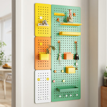 Wall hole board storage rack without punching metal v-metal partition hanging wall hanging board wall bookshelf desktop storage display