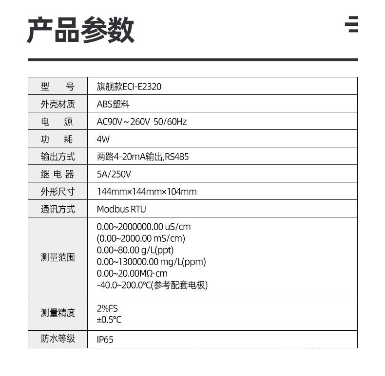 Кондуктометр 博取仪器在线工业电导率盐度计ec高精度盐度分析仪传感器电极电厂 Boqu