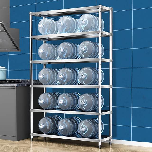 Six-layer thickened shelf kitchen stainless steel storage rack floor-standing multi-layer storage rack storage thickened pot rack