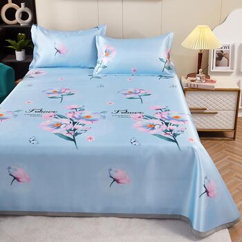 Factory promotion piece flower ice silk mat summer pillow case summer three 1j set bedding daily t sheet 8 m 5