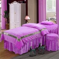 Crystal nhung vẻ đẹp giường bao gồm bốn bộ flannel siêu mềm đẹp quilt bìa san hô nhung SPA trải giường tùy chỉnh hình thang - Trang bị tấm mẫu ga giường spa