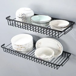 Space aluminum drain dishes storage rack wall -mounted kitchen shelf supplies