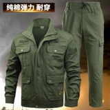 Камуфляжный хлопковый эластичный осенний износостойкий комбинезон, увеличенная толщина, защита от ожогов