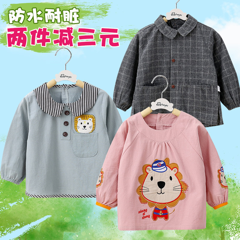 Baby long-sleeved overcoat waterproof autumn and winter cotton anti-dirty eating clothes Anti-dressing infant men and women children bib clothes