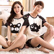 2019 new couples round neck color long sleeve thin short-sleeved sweater baseball uniform pajamas home two-piece set