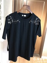 Pure Yuan ~ FaS Home ~ Autumn Fasting Girls Leisure Loose Display Slim commute 100 Lap Pearl Full Cotton Round Collar Short Sleeve Blouse T-shirt