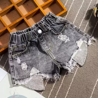 Girls denim shorts hole in summer 5 girls 6 children 8 outside wear Joker 9 middle and big children 10 Korean version 12-year-old hot pants