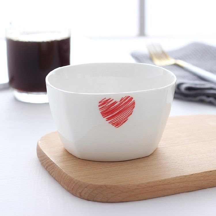 Four Corner Bowls Square Rice Bowls Home single-eating Good-looking Bowls teenage girl Big Little Fresh and fresher day style