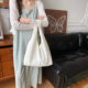 Literary fresh chiffon flower one-shoulder vest bag large capacity pastoral lazy style simple portable canvas bag for women