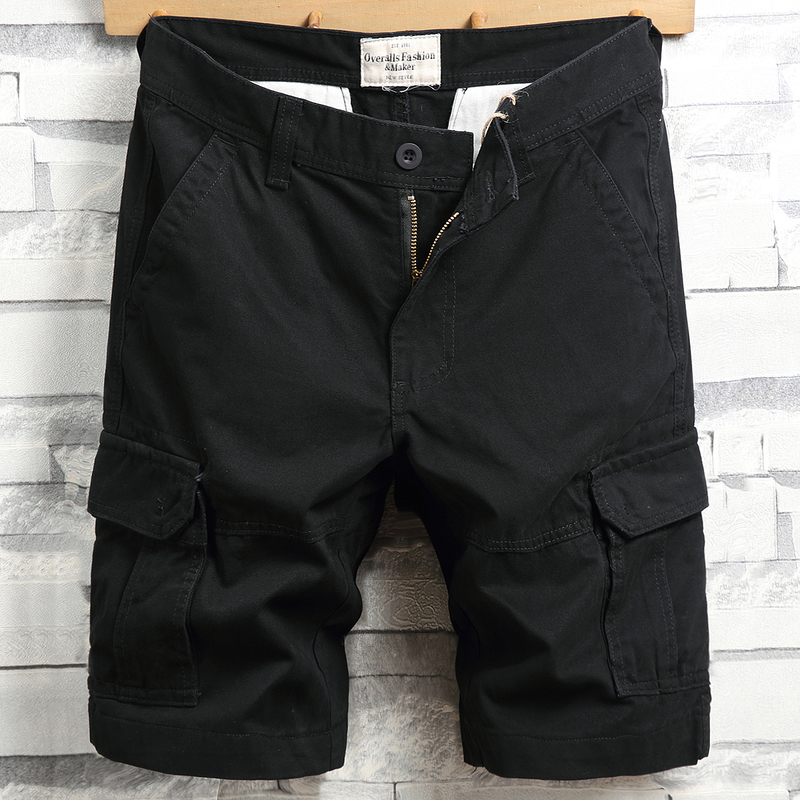 Summer Thick Wear-Resistant Work Shorts for Men, Loose Straight-Leg Breeches, Special Forces Five-Point Military Fan Multi-Pocket Mid-Length Pants 5