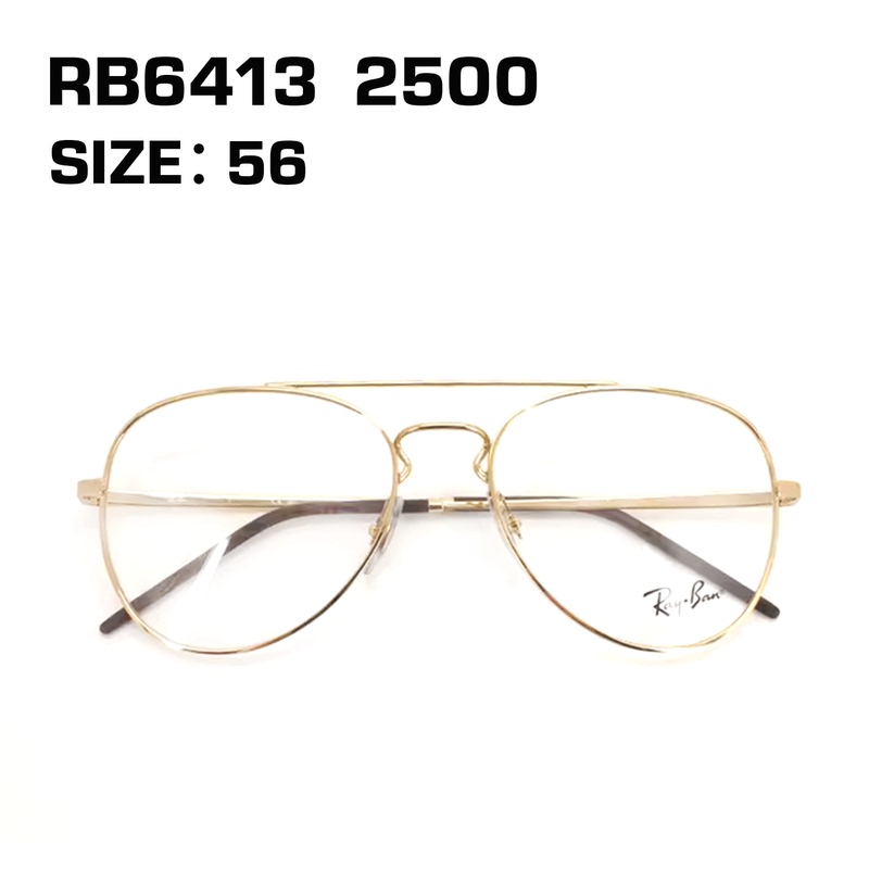 High Nose Pads, Large Frame Rb6413 Aviator Gold Wire Glasses Frame for Men, Retro Business Style, Full Frame for Large Faces, Prescription Glasses Frame