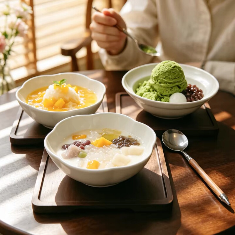 High-Quality Dessert Bowls for Commercial and Home Use, Suitable for Oatmeal, Yogurt, Fruit Bowls, Ice Cream, Desserts, Shaved Ice, and Refreshing Drinks