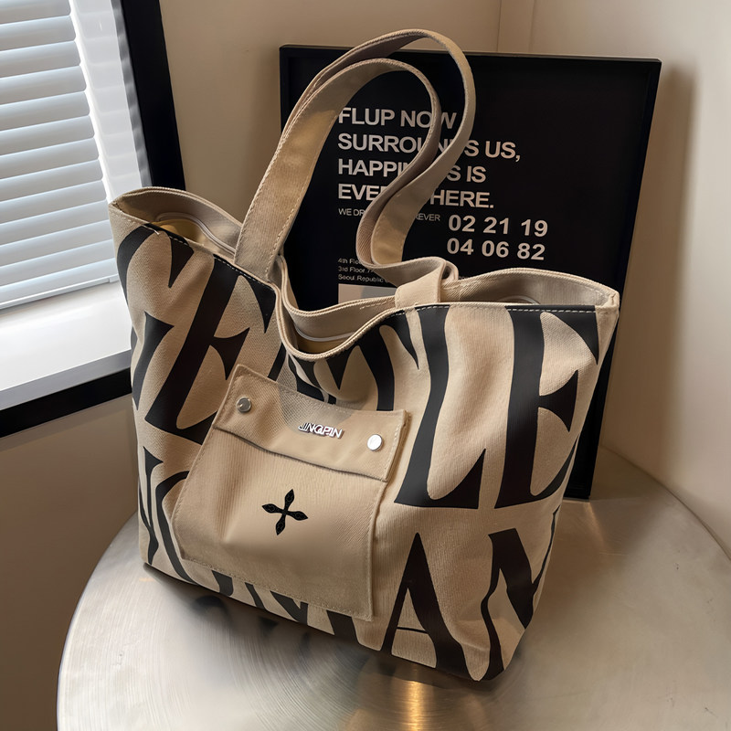 Vivienne Dawn Large-Capacity Canvas 2026 Spring Letter Tote Bag Women's Commuter Handbag Shoulder Bag Vivienne Dawn Large-Capacity Canvas 2026 Spring Letter Tote Bag Women's Commuter Handbag Shoulder Bag