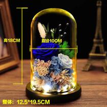 Preserved flower carnation bouquet dried flowers real flower glass cover ornaments birthday gift for mother-in-law and wife