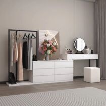 Modern simple bedroom makeup storage cabinet dressing table bucket cabinet integrated storage hanging coat rack floor-standing