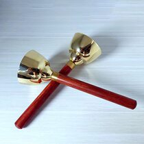 Professional bell-ringing large and small copper swing special for troupe bell-ringing with rope red sandalwood handle bell-ringing mahogany hanger