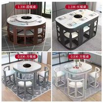 Dining table and chair combination household round table square table modern simple small apartment all solid wood marble dining table internet celebrity dining table